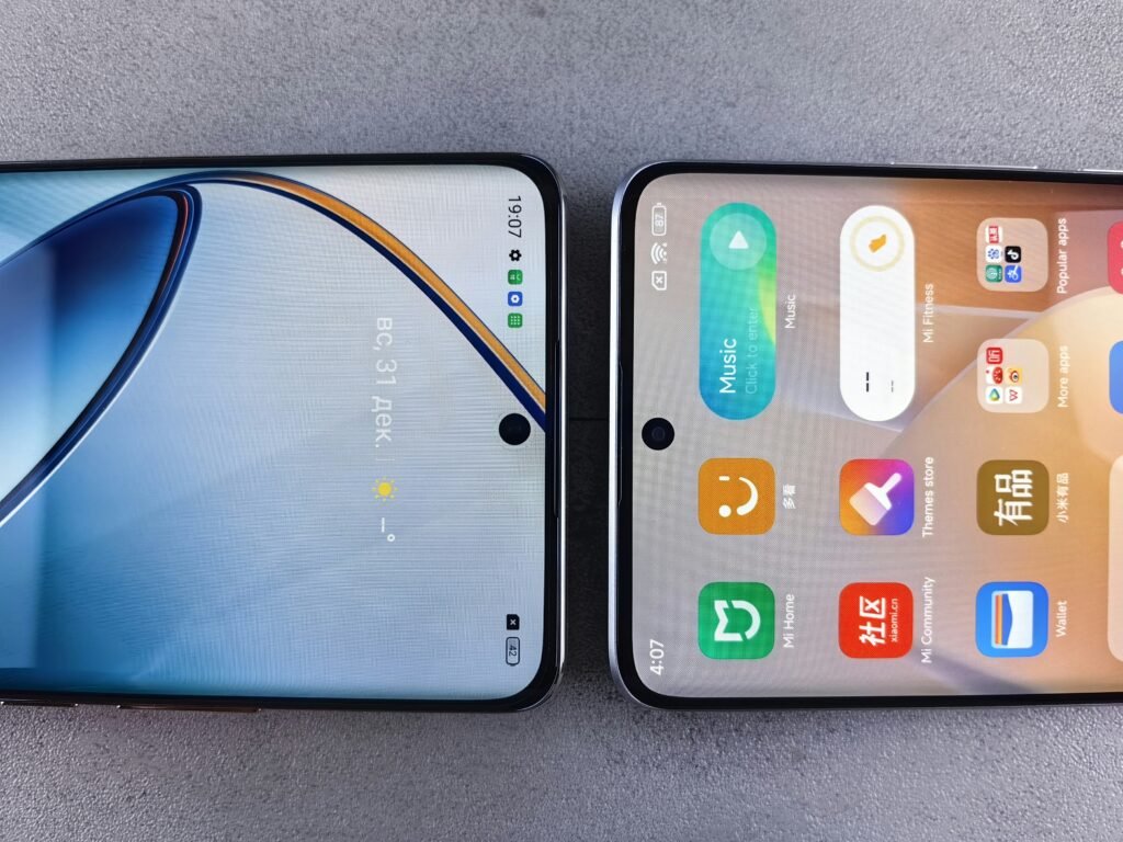 Two samsung phones side by side on a table